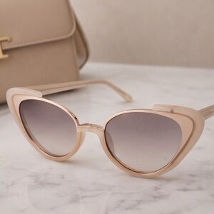 Linda Farrow LFL/736/6 Cat Eye Sunglasses Beige Blush Rose Gold Made Japan